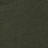 Close-up of the Saratoga Crewneck Long Sleeve Shirt by GREYSON in olive green. This men’s casual pullover features a soft, textured fabric and a comfortable fit, with a crew neckline and part of the collar tag visible at the top left.