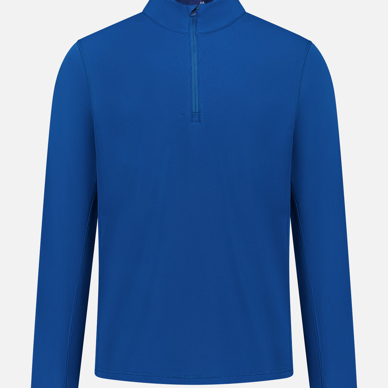 The GREYSON Tate Quarter Zip is a royal blue, long-sleeve pullover with a quarter-zip front and mock neck, made from Italian technical fabric for UV protection, shown on a white background.