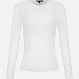 The GREYSON Orion Long Sleeve is a slim fit, plain white top with a crew neck, designed for comfort and sleek style, shown on a white background.