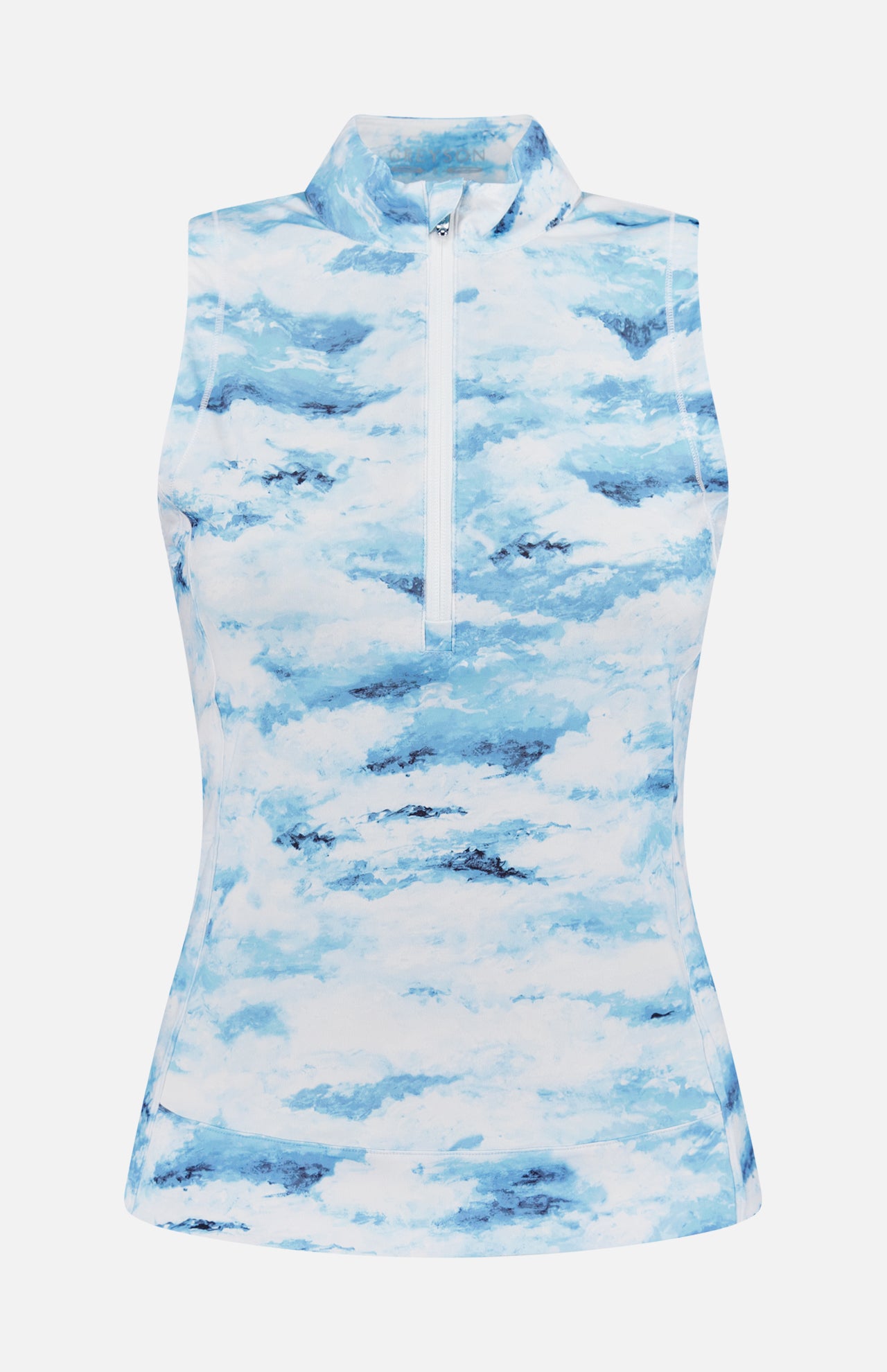 Painted Clouds Sleeveless Halley Quarter Zip Top (14686517231979)