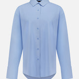 The GREYSON Ashe Button Down Shirt is a light blue, long-sleeve tailored summer shirt with a classic collar and wide cuffs, shown on a plain white background.