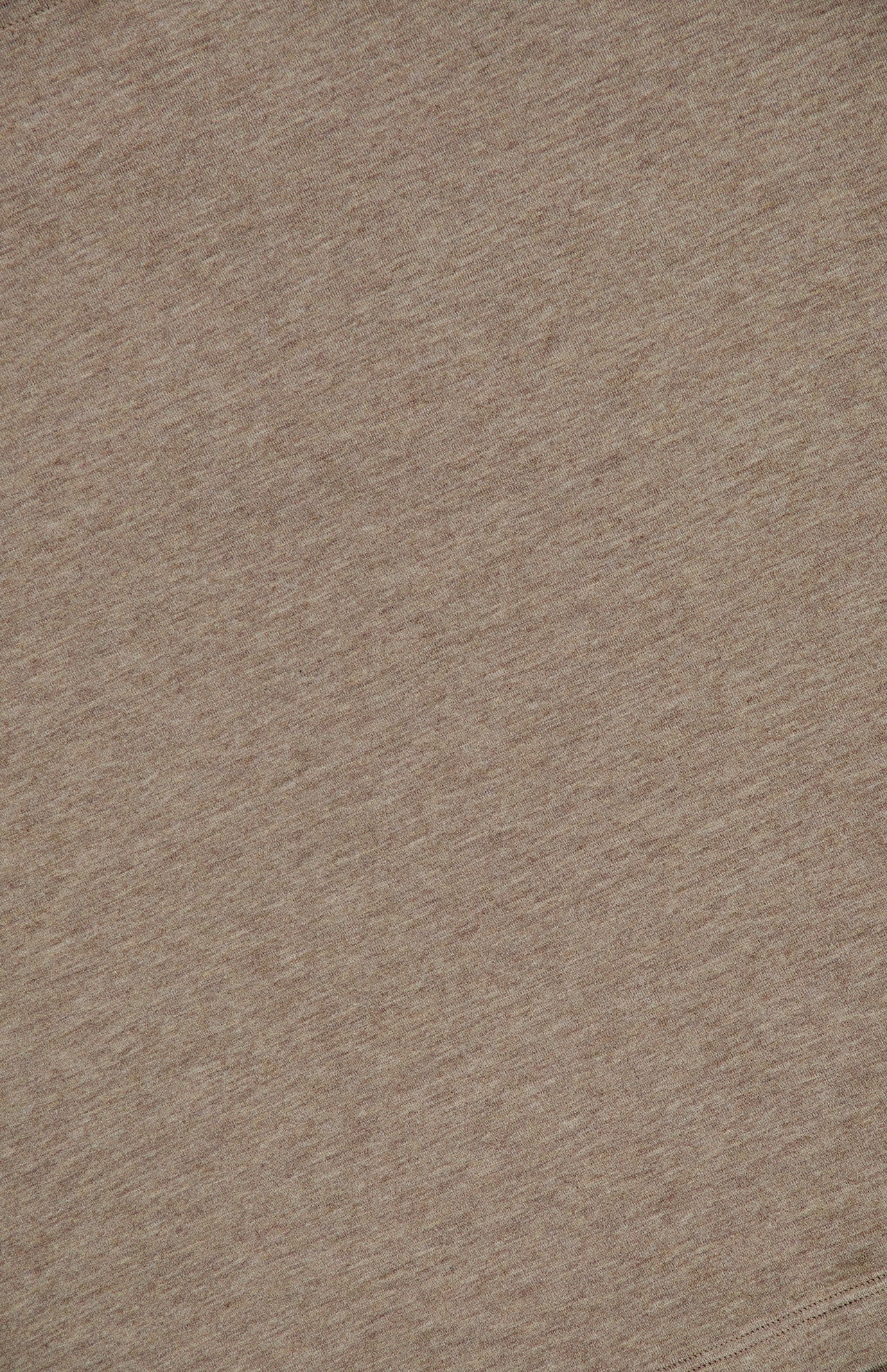 Close-up of the heathered tan cotton blend fabric of the Ojai Boat Neck Top.