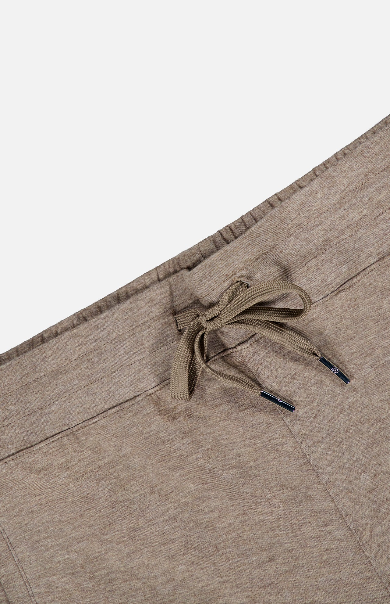 Greyson Ojai Wide Leg Pant in tan, featuring a wide-leg fit with an elastic waistband and matching drawstring.