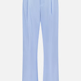 The GREYSON Phoenix Wide Leg Trouser Pant features a high waist, pleated front, and straight legs in light blue Italian-blend fabric, shown against a white background.