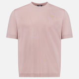The HERNO Jersey Knit Short Sleeve Crewneck T-Shirt in light pink features soft cotton fabric and a classic crew neckline, showcased against a white background.