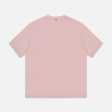 The HERNO Jersey Knit Short Sleeve Crewneck T-Shirt is shown from the back in light pink, laid flat on a white background. This tee offers everyday comfort with its soft jersey knit and short sleeves.