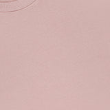 Close-up of the HERNO Jersey Knit Short Sleeve Crewneck T-Shirt in light pink, laid flat to show the ribbed collar and a peek at the neck tag. The cotton fabric looks soft and smooth.