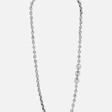 Introducing the HOORSENBUHS 5MM Open Link W/ Diamond Pendant Necklace: an elegant sterling silver piece featuring a mix of small and medium open links. Showcasing a signature tri-link motif and accented with a circular diamond pendant on one side, this necklace is displayed in an oval arrangement against a white background.