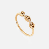 The HOORSENBUHS Micro Makers Diamond Bridges Ring in gold features interlocking chain links with petite embedded diamonds, shown on a plain white background—a unisex piece that brings refined sophistication to any style.