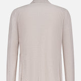 Back view of the ISAIA Cotton Linen Jersey Sportcoat in light beige, featuring long sleeves and a notched collar, displayed against a plain white background.