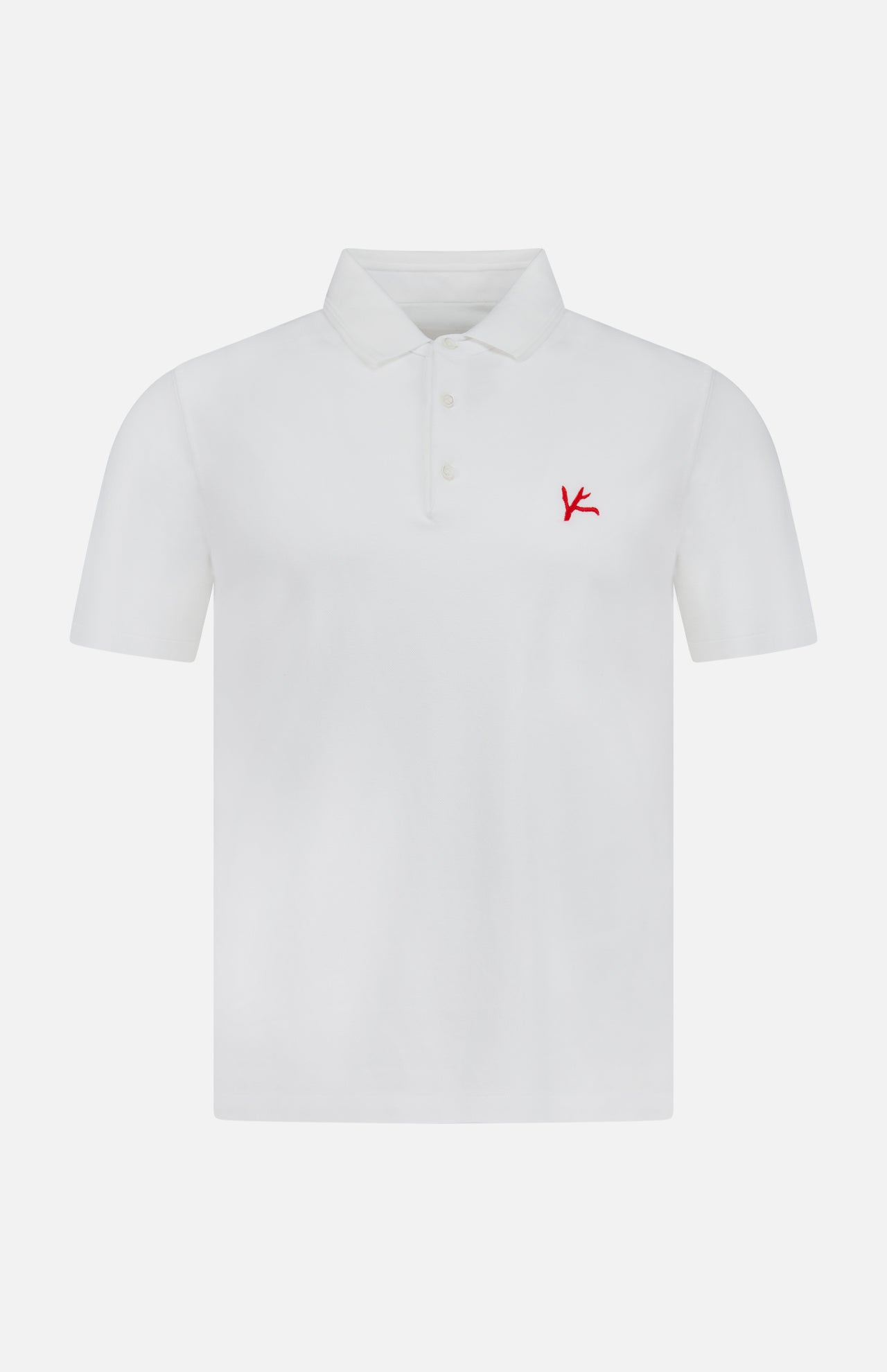 The ISAIA Cotton Piquet Jersey Short Sleeve Polo Shirt is crafted in Italy from premium cotton, featuring a collar, three buttons, and a small red logo on the left chest against a classic white background.