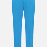 ISAIA Drawstring Wide Leg Linen Corallo Trouser Pant in bright blue, featuring a relaxed vacation fit, straight legs, and subtle seam detailing, shown against a white background.