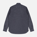 The ISAIA Mussola Cotton Dress Shirt is displayed flat, showcasing its dark grey hue, long sleeves, and button-up design from the back. Crafted from easy-care cotton, it is set against a plain white background.
