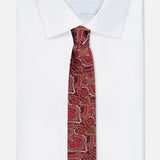 A neatly folded white dress shirt with a pointed collar is paired with the ISAIA Paisley Neck Tie—a pure silk, dark red accessory adorned with an intricate paisley pattern. Both pieces are crafted in Italy and displayed against a plain white background, exemplifying timeless elegance and exceptional craftsmanship.