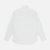 The ISAIA Solid 2 Ply Dress Shirt is displayed from the back against a white background, showcasing its classic collar and buttoned cuffs. This Italian-made, long-sleeved design reflects timeless elegance and expert craftsmanship.
