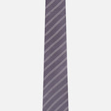 The ISAIA Stripe Neck Tie, featuring thin diagonal white stripes on a purple background, is displayed on a plain white surface.