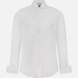 The ISAIA Tuxedo Long Sleeve Woven Shirt features a classic collar and button-down front, ideal for formal attire or as a tuxedo shirt. Displayed on a plain white background.