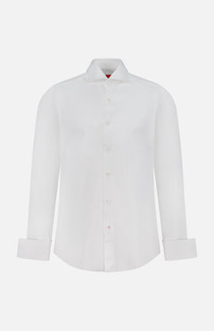The ISAIA Tuxedo Long Sleeve Woven Shirt features a classic collar and button-down front, ideal for formal attire or as a tuxedo shirt. Displayed on a plain white background.