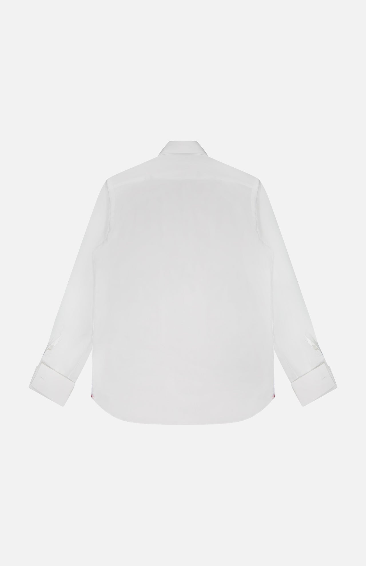 The ISAIA Tuxedo Long Sleeve Woven Shirt is shown from the back against a white background, featuring buttoned cuffs and a classic collar—perfect for formal occasions.