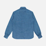 The ISAIA Tela Mat Effect Overshirt, featuring long sleeves and button cuffs, is displayed from the back against a plain white background.