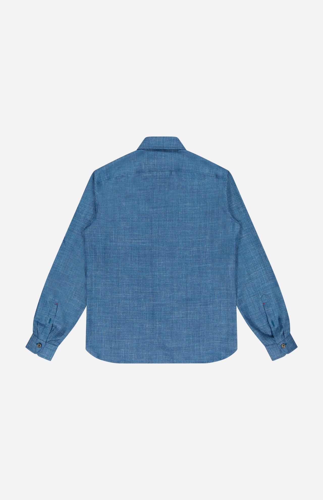 The ISAIA Tela Mat Effect Overshirt, featuring long sleeves and button cuffs, is displayed from the back against a plain white background.