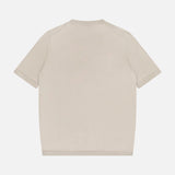 The ISAIA Wool Cashsilk T-Shirt, a beige short-sleeved style made in Italy, is displayed laid flat with its back side facing up against a white background.