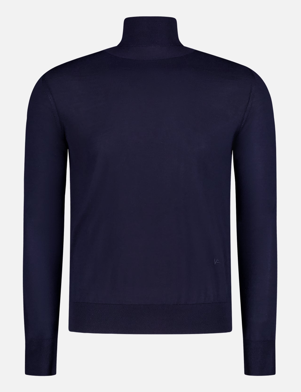 The ISAIA Wool Cashsilk Turtleneck, a plain long-sleeve navy sweater, is shown against a white background.