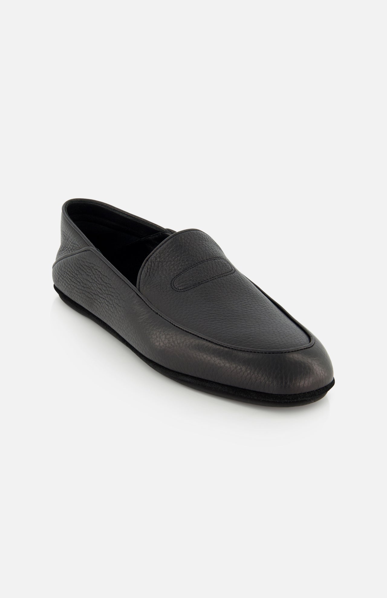 The JOHN LOBB Kingston II Loafer, expertly crafted in England, features a rounded toe, low heel, minimal stitching, and a sleek design—all shown on a white background.