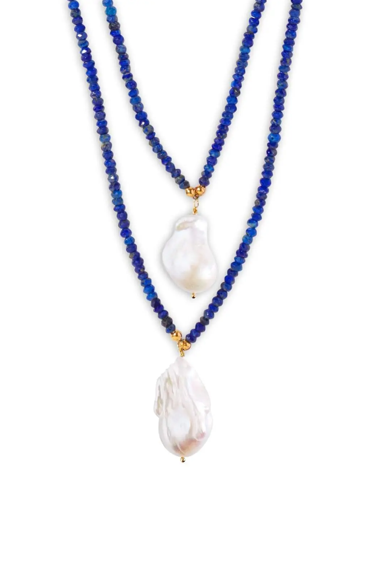 Lapis Double Baroque Pearl Lariat Necklace (6931192348787)