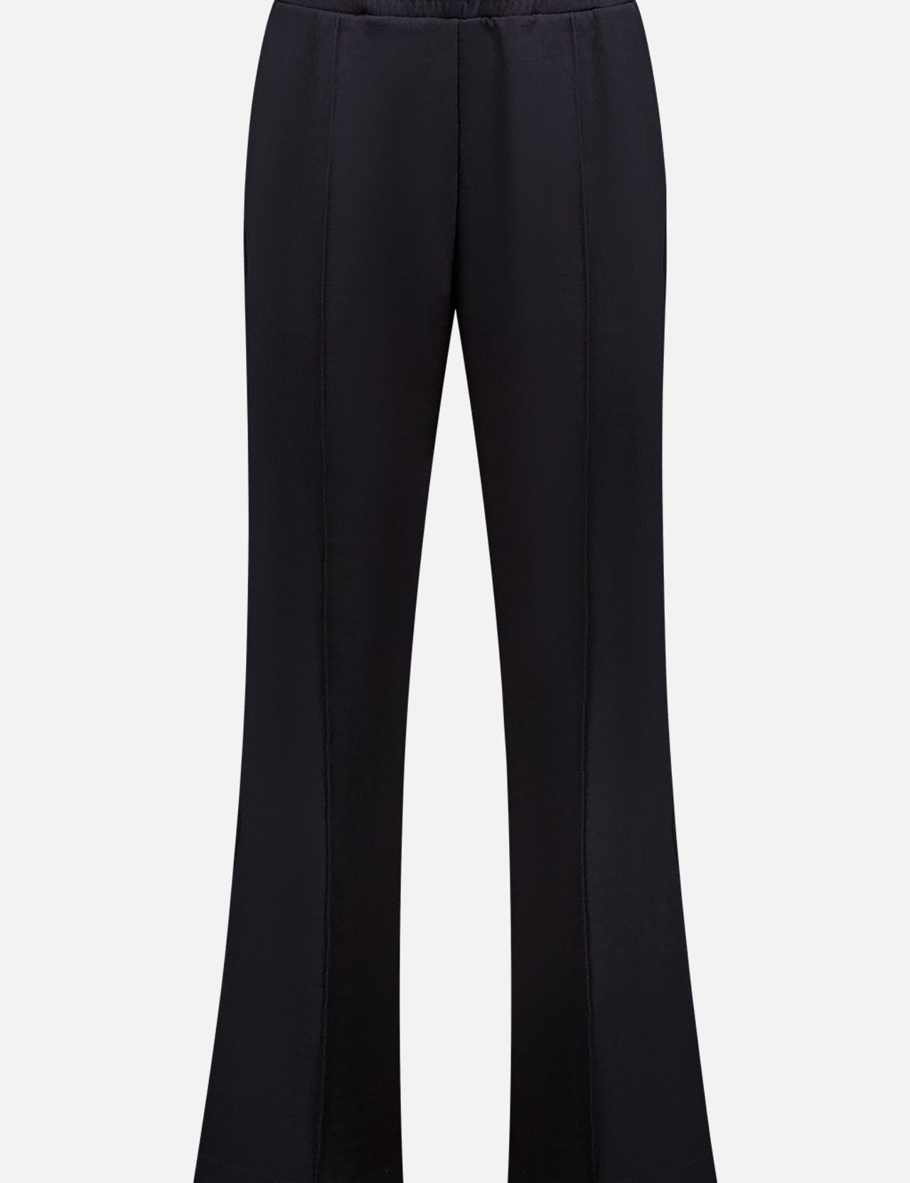 JW ANDERSON Drawstring Trousers: full-length black pants with a slightly flared hem and elastic waistband, shown against a white background.