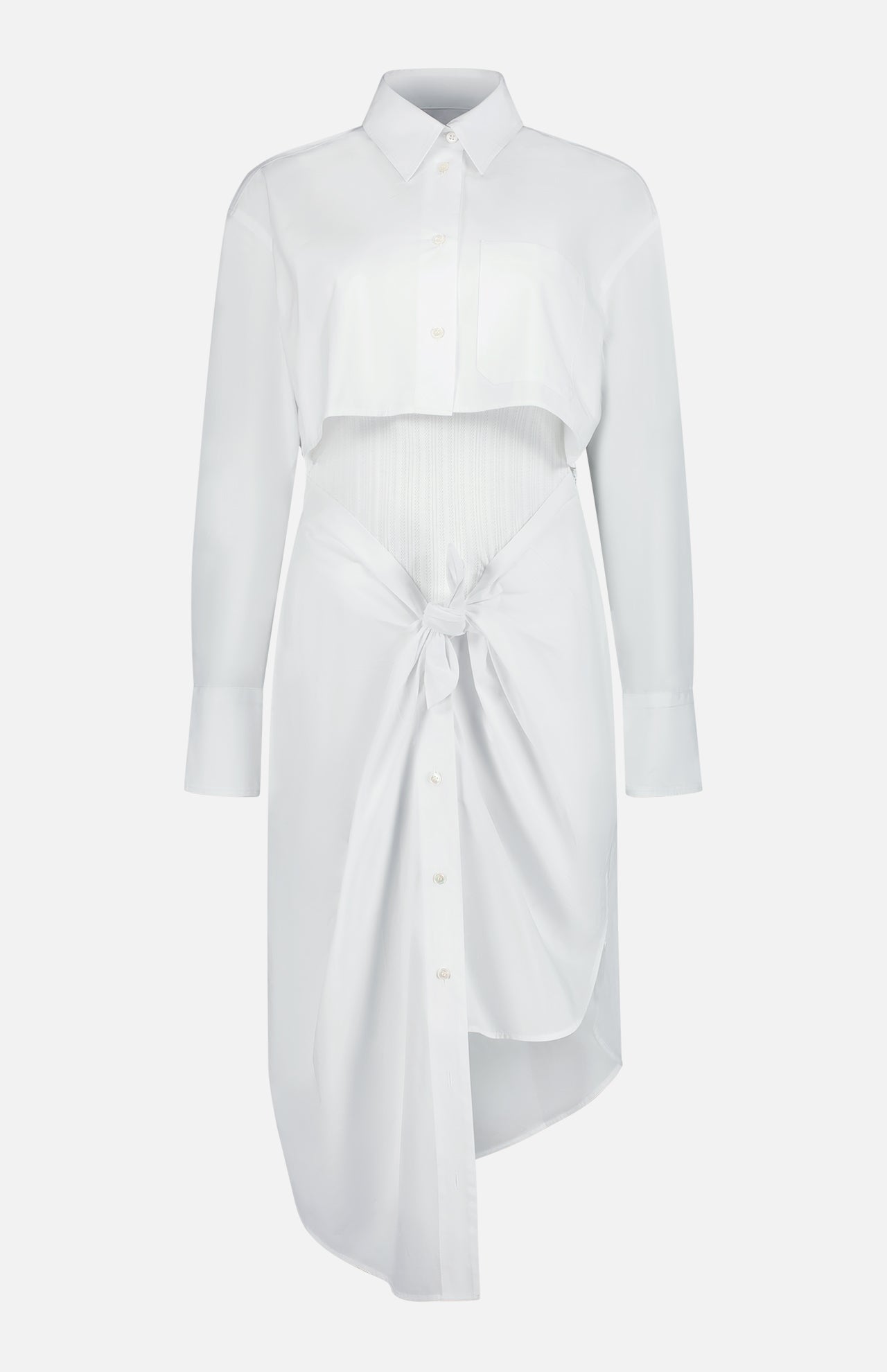 Front Knot Hybrid Shirt Dress