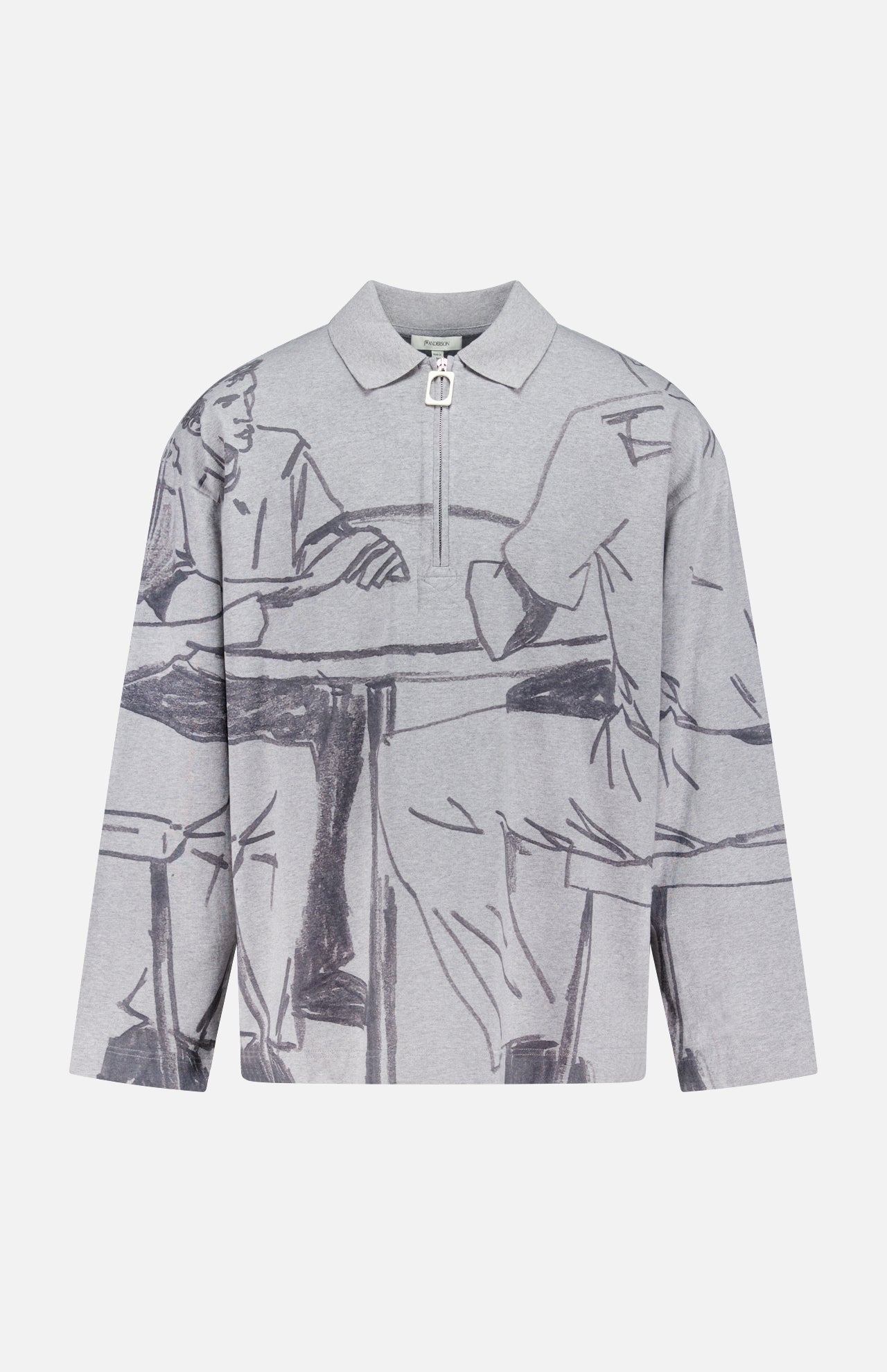 Printed Rugby Polo Sweatshirt (14695722582379)