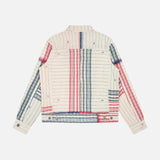 The Marvin Cotton Overshirt by KARDO features a red, blue, and cream grid pattern with long sleeves, a collar, buttoned cuffs, and a straight hem—giving a modern update to classic styling.