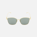 GUCCI Sunglasses with round gold-tone metal frames and gray-tinted lenses.