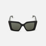 GUCCI Butterfly Black Sunglasses with thick, retro cat-eye frames and dark lenses are displayed facing forward on a plain white background.