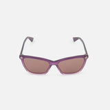 Gucci Cat Eye Violet Sunglasses by GUCCI feature tinted lenses and thin black arms, shown on a plain white background—perfect stylish designer sunglasses for a bold look.