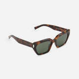 YVES SAINT LAURENT Cat Eye Brown Tortoiseshell Sunglasses featuring dark green lenses and a brown tortoiseshell frame.