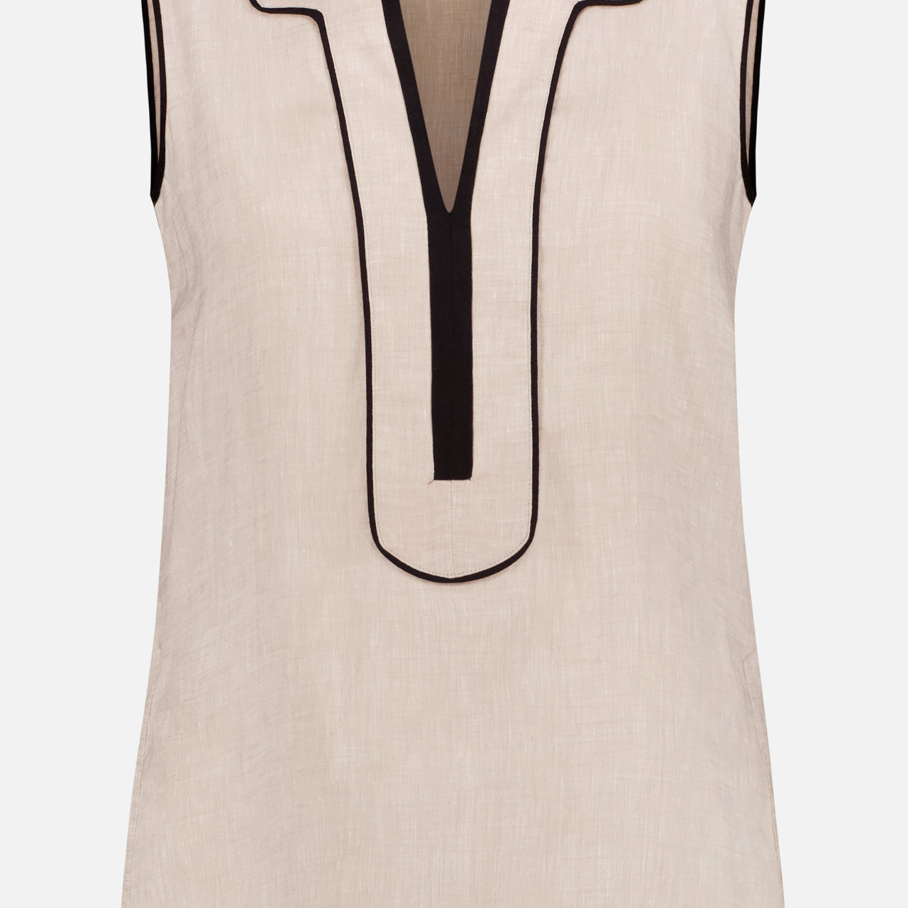 Notch Neckline Linen Shirt (14654377001323)