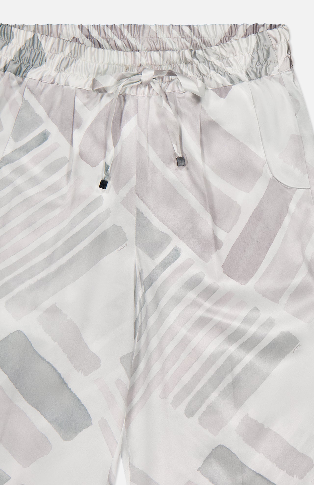Silk Ethnic Brush Print Trousers (14661259821419)