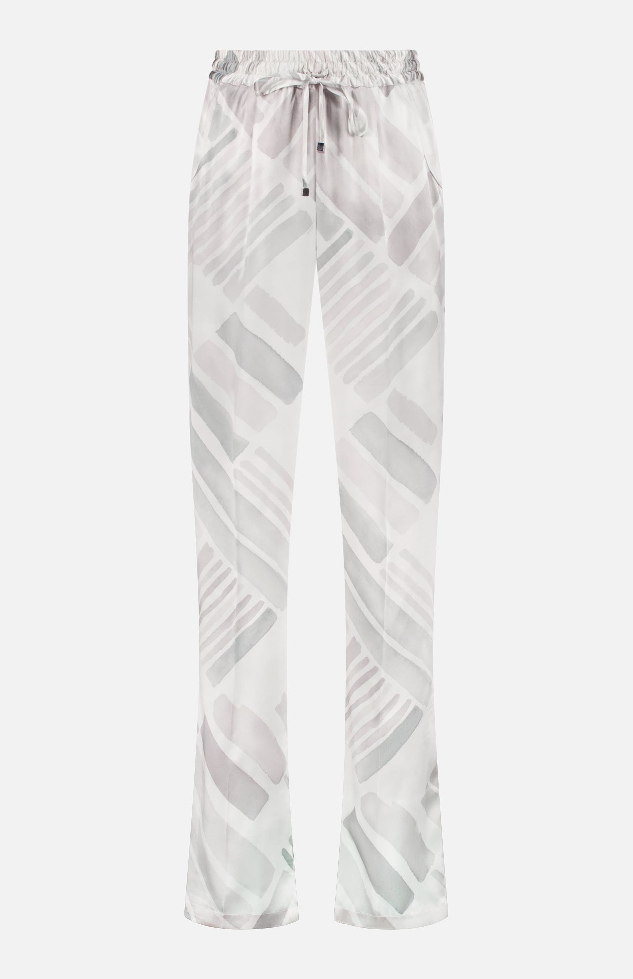 Silk Ethnic Brush Print Trousers (14661259821419)
