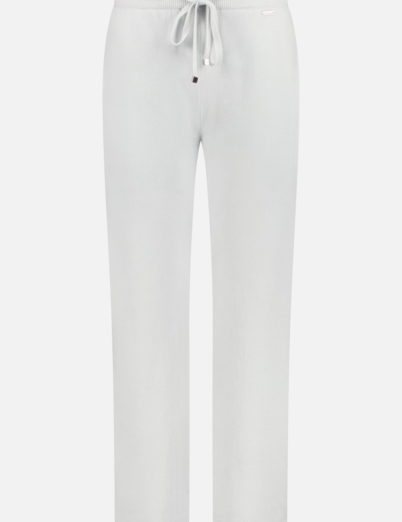 KITON Cashmere Drawstring Trousers in light gray feature a relaxed fit, elastic drawstring waist, and straight leg design. Shown on a plain white background.