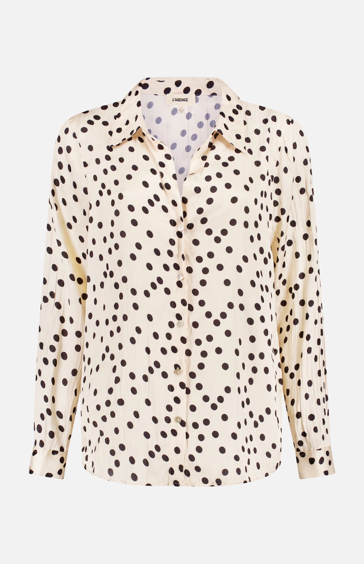 Argo Crinkled Satin Polka Dot Blouse (14644968292715)