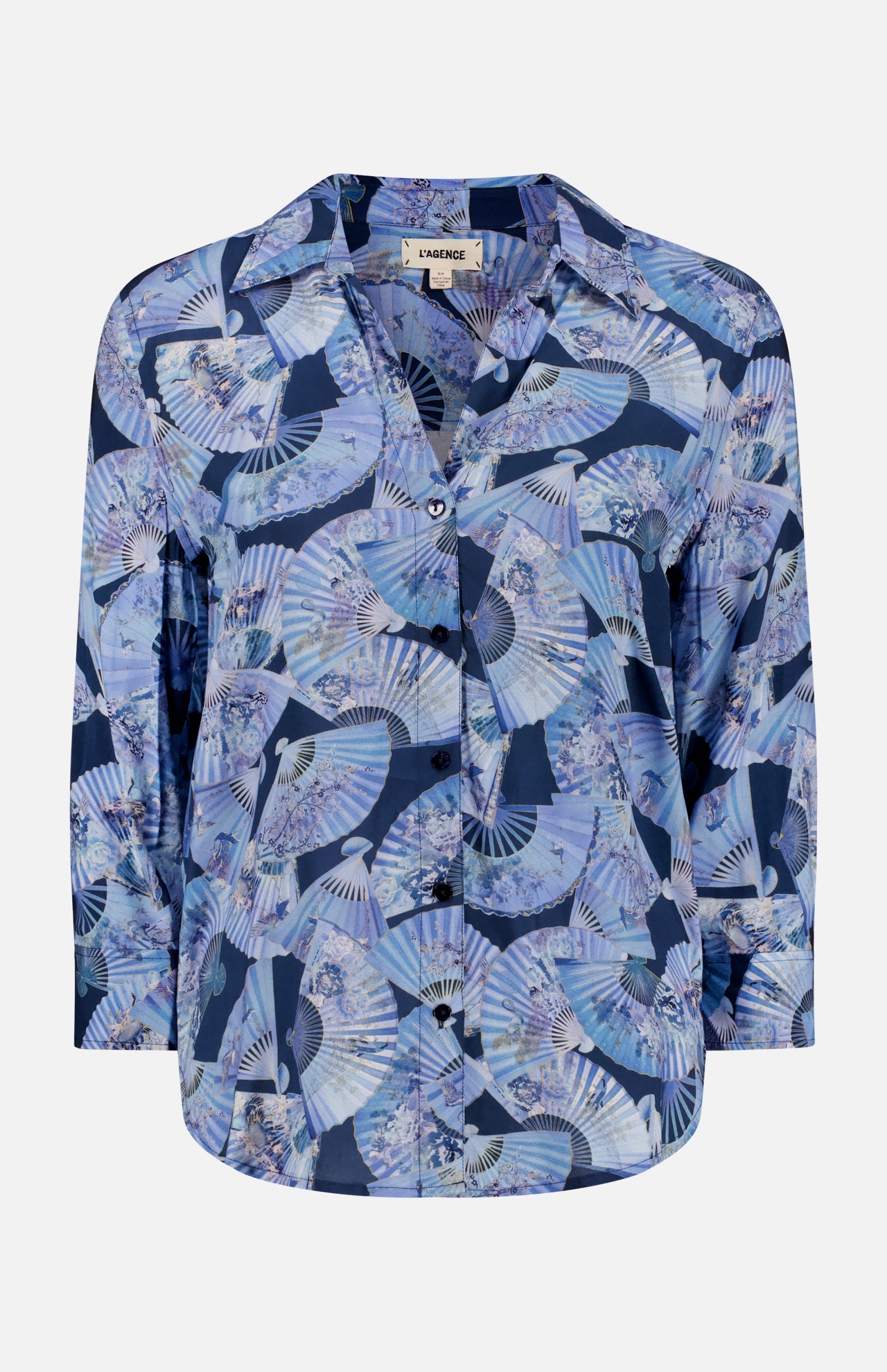 Camille 3/4 Sleeve Fan Print Blouse (14644968161643)