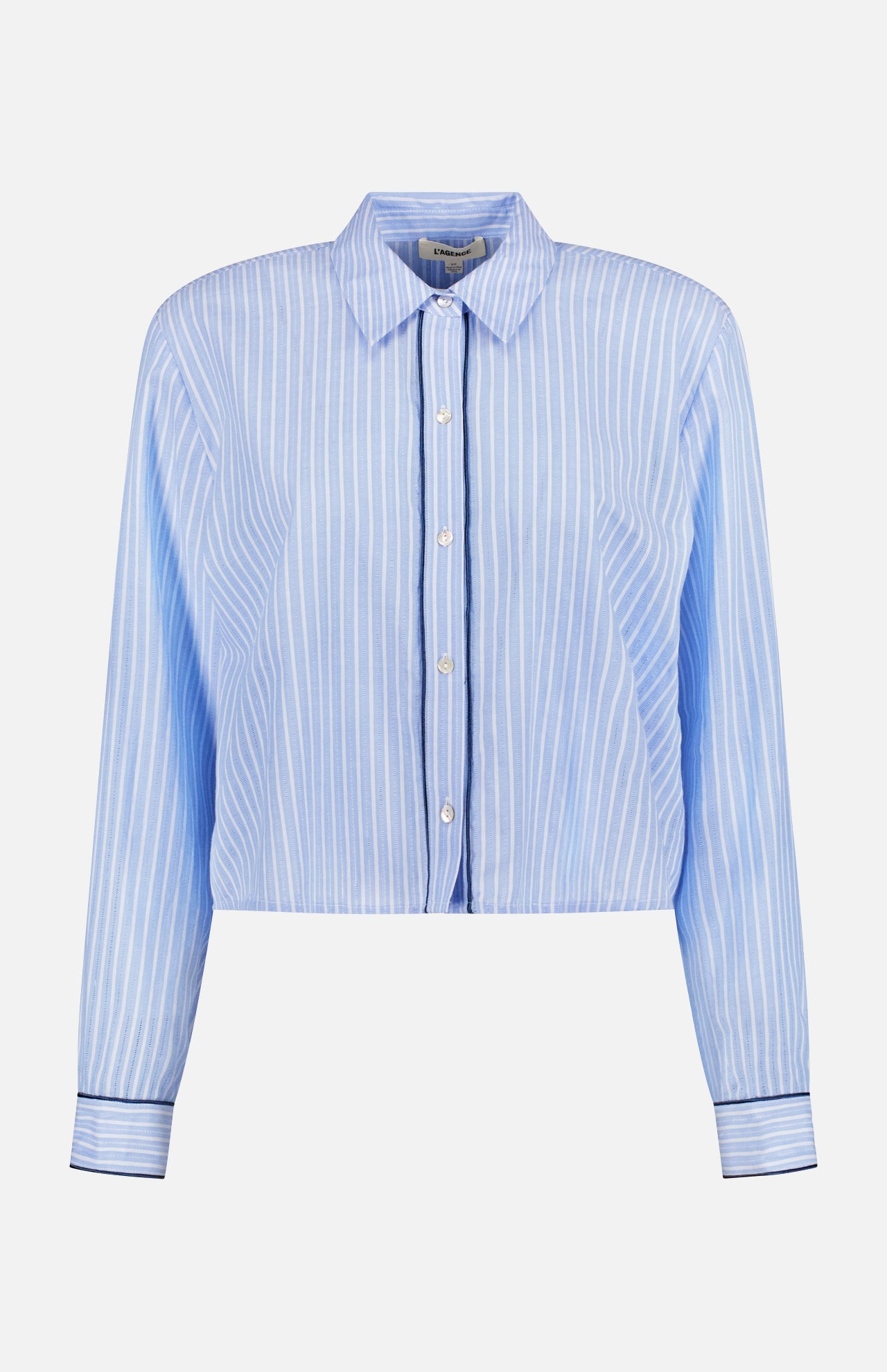 Cosette Piping Trim Crop Striped Shirt (14644968194411)