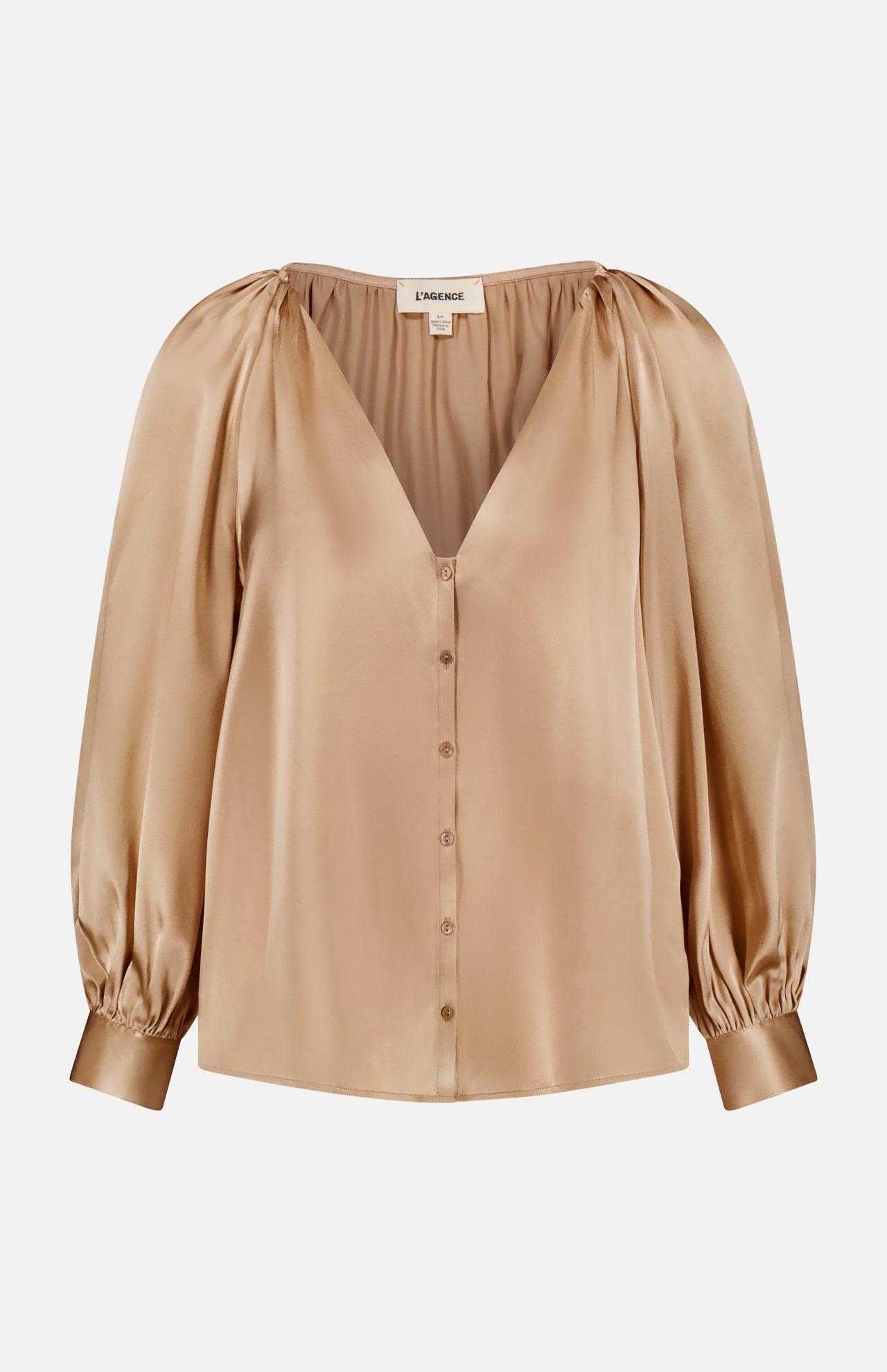 Kaili 3/4 Sleeve V-Neck Silk Blouse (14644291797355)