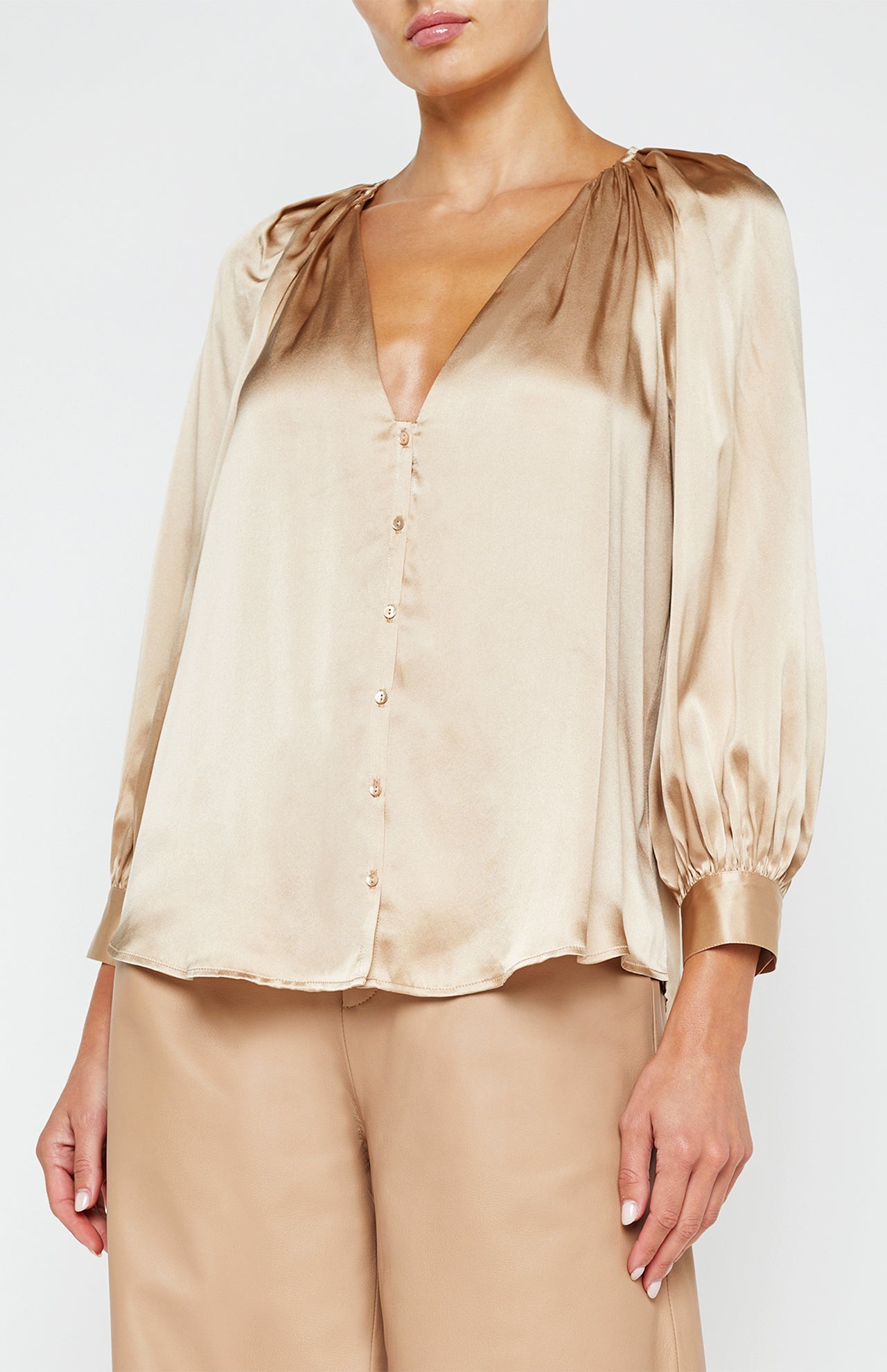Kaili 3/4 Sleeve V-Neck Blouse (14644291797355)