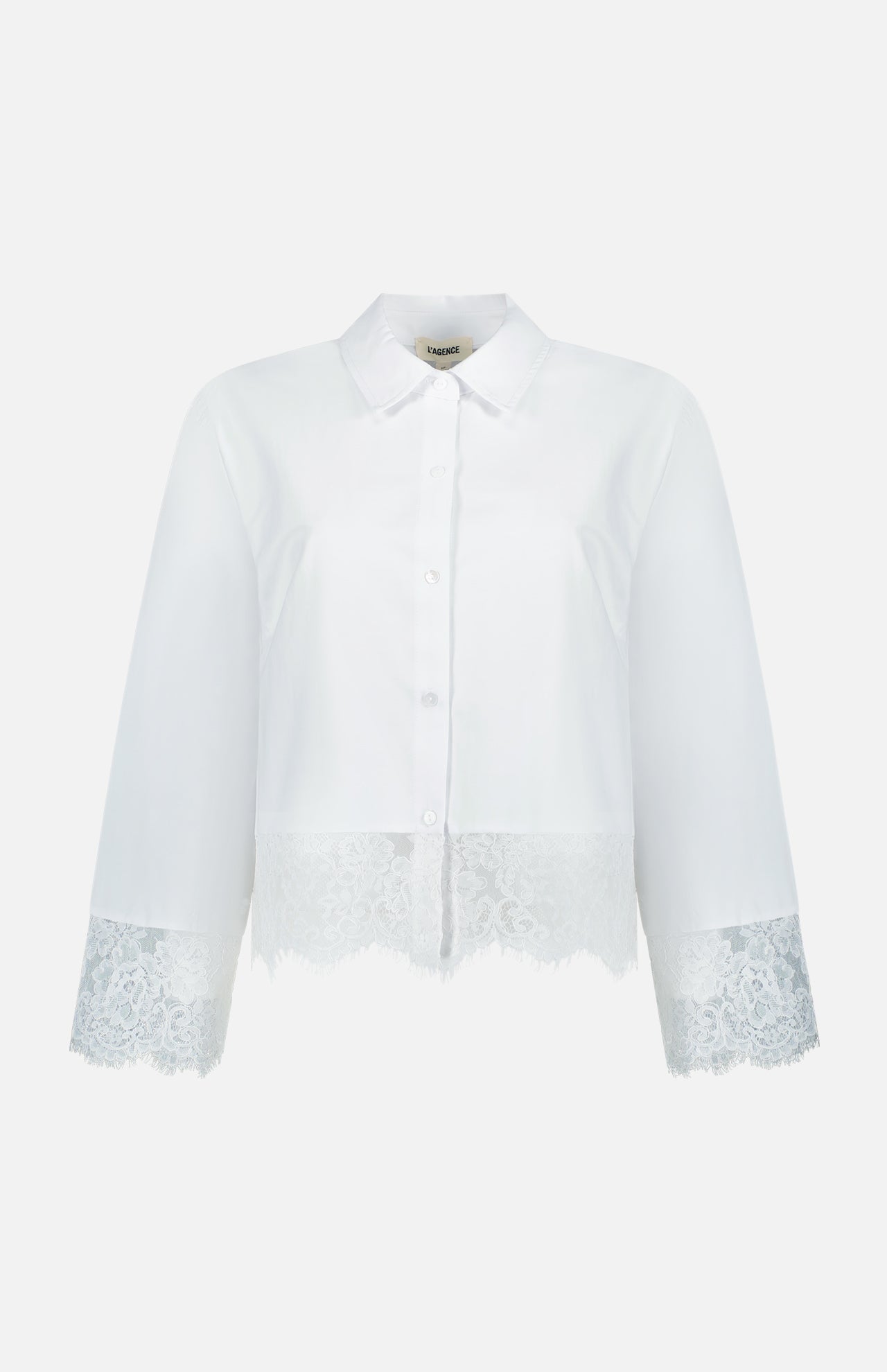 Levo Lace Trim Cropped Shirt (7420553363571)
