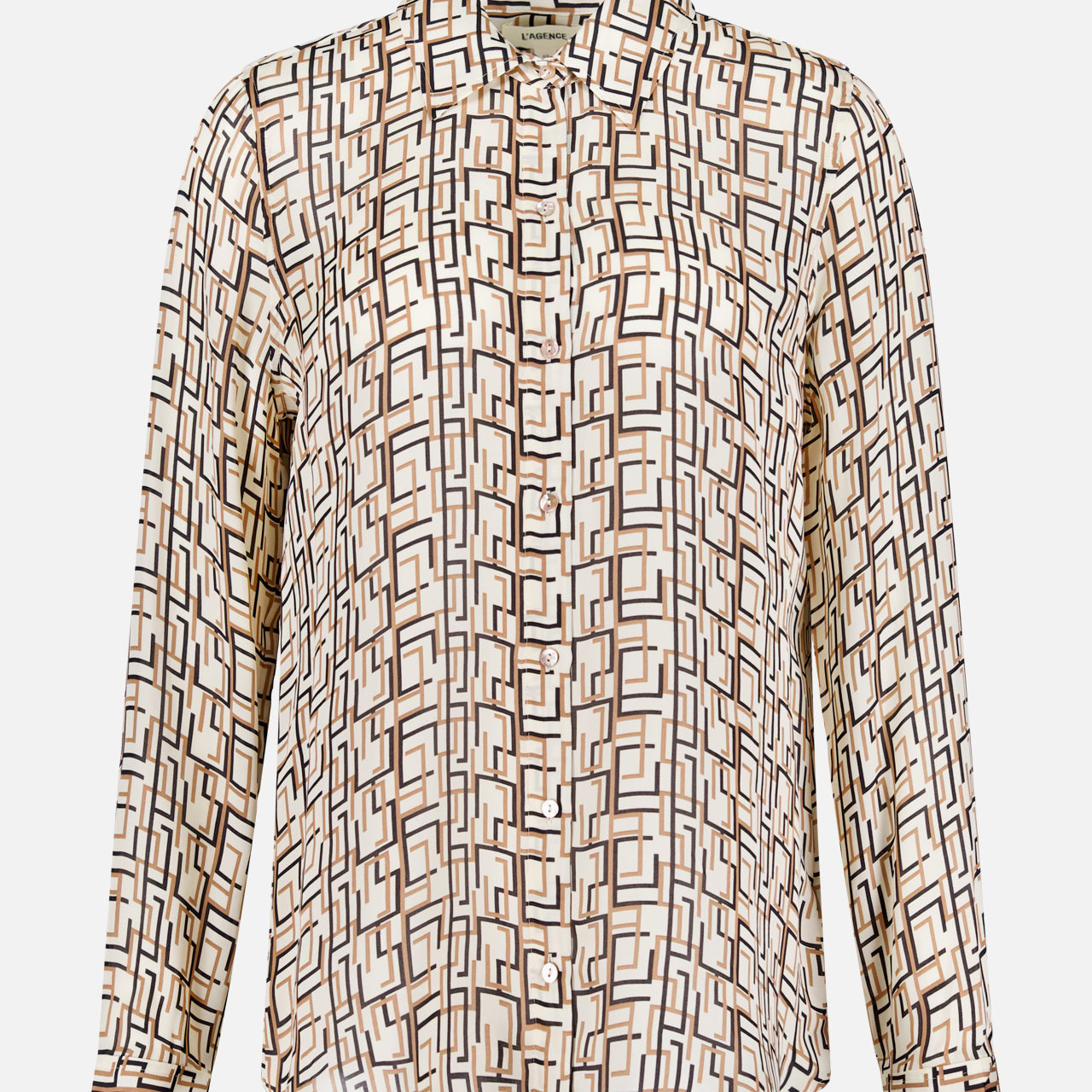 Nina Long Sleeve Retro Print Blouse (14700561301867)