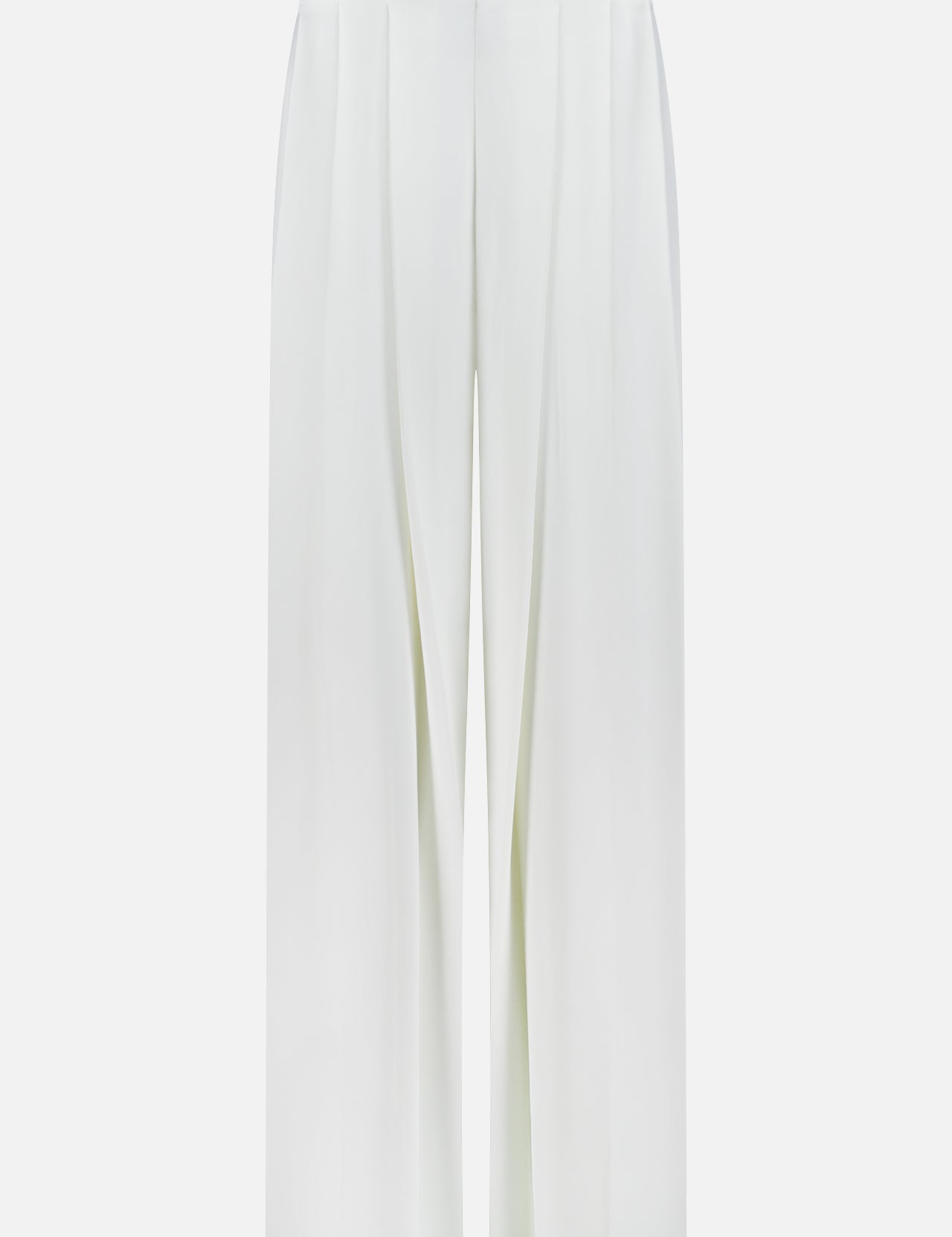 The Nova Wide Leg Pleated Pant by L'AGENCE features a high-waisted ivory silhouette with subtle front pleats, delivering a tailored trouser look for women, shown against a plain background.