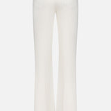 Back view of L'AGENCE Ruth High Rise Straight Jean in white stretch denim, featuring two back pockets and a high-waisted fit, displayed against a plain white background.